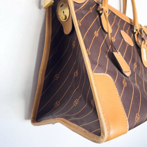 Gucci Vintage Bag Overnight RARE Logo Brown Work 60s 70s Handbag Tan Dustbag - Picture 12 of 16